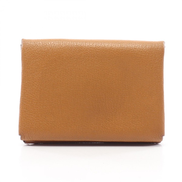 HERMES Calvi duo coin purse wallet purse B Chevre Brown Sesame Used SHW