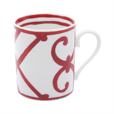 HERMES Guadalquivir No. 2 Mug Tableware P011032P Pottery White Red Preowmed