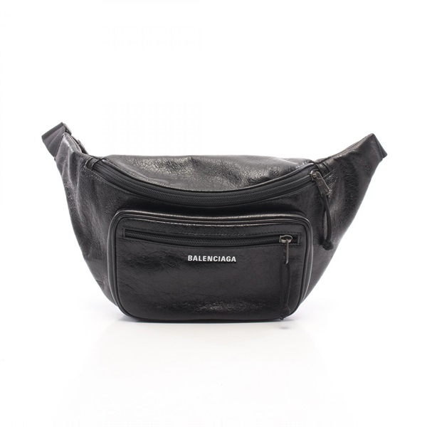 BALENCIAGA Explorer Beltpack Graffiti Waist bum bag 529550 leather Black Used