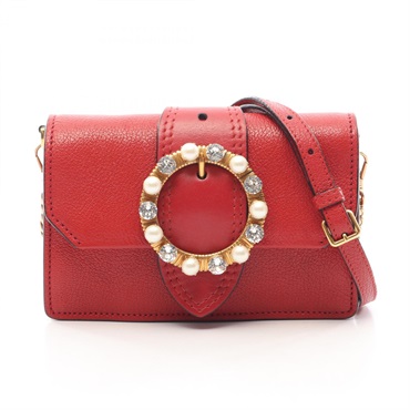 Miu Miu Bijoux Shoulder Crossbody Bag leather Red Used Women