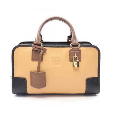 LOEWE Amazona 28 Square Handbag leather Beige Black Brown Used Women