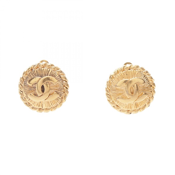 CHANEL COCO Mark Circle clip Earring Gold Plated Used
