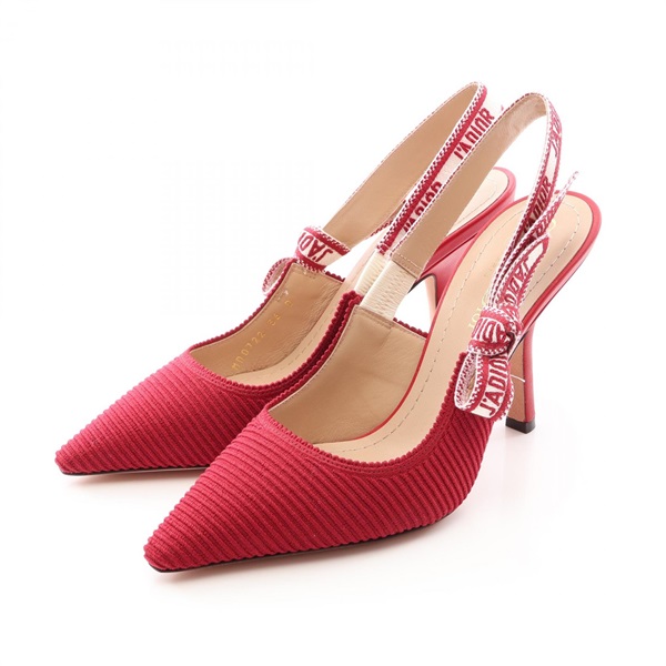 Christian Dior J'ADIOR SLINGBACKS Pumps Heels #36 Fabric Red White Used Women