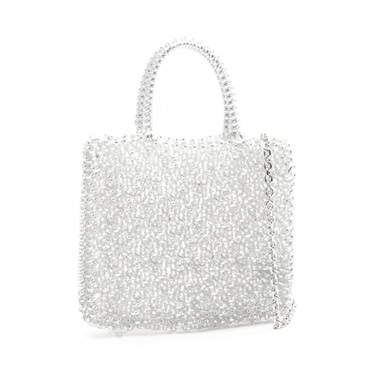 ANTEPRIMA Wire Standard Miniatura Crossbody Handbag coated canvas Silver Used