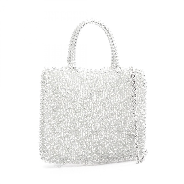 ANTEPRIMA Wire Standard Miniatura Crossbody Handbag coated canvas Silver Used
