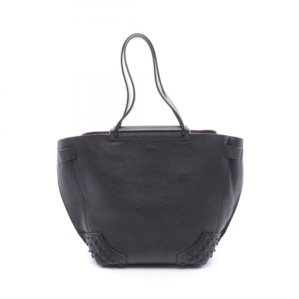 TOD'S Wave Tote hand Bag leather Black Used Women