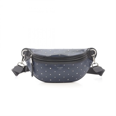 JIMMY CHOO YORK Waist bum belt bag star studs leather Navy Black Used mens