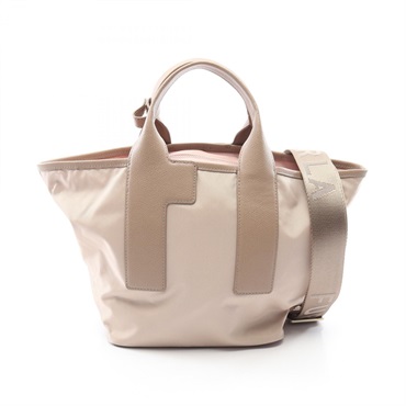 Furla PIUMA M shoulder crossbody Handbag Nylon leather Beige Used Women
