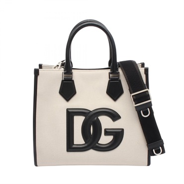 DOLCE GABBANA DG logo Tote shoulder Bag BM2012AY9968S469 canvas leather beige