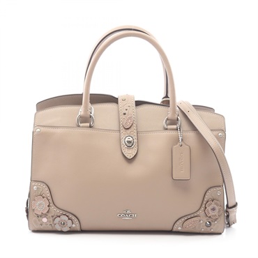 COACH Mercer Satchel 30 Shoulder Handbag 12030 leather Beige Used Women