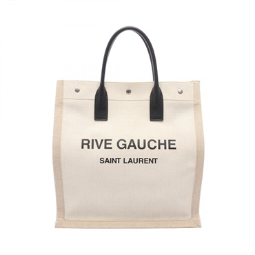 SAINT LAURENT PARIS RIVE GAAUCHE Tote Bag 631682 canvas leather Beige Black