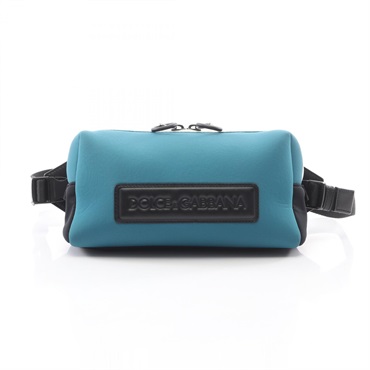 DOLCE GABBANA Waist Belt Bum Bag leather Fabric Green Black Used Women