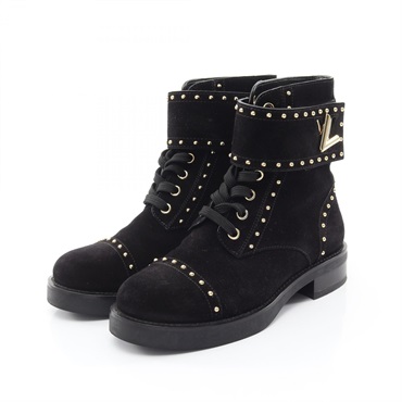 LOUIS VUITTON Wonderland line Short Boots Shoes 1A4G12 Suede Black Used Women LV