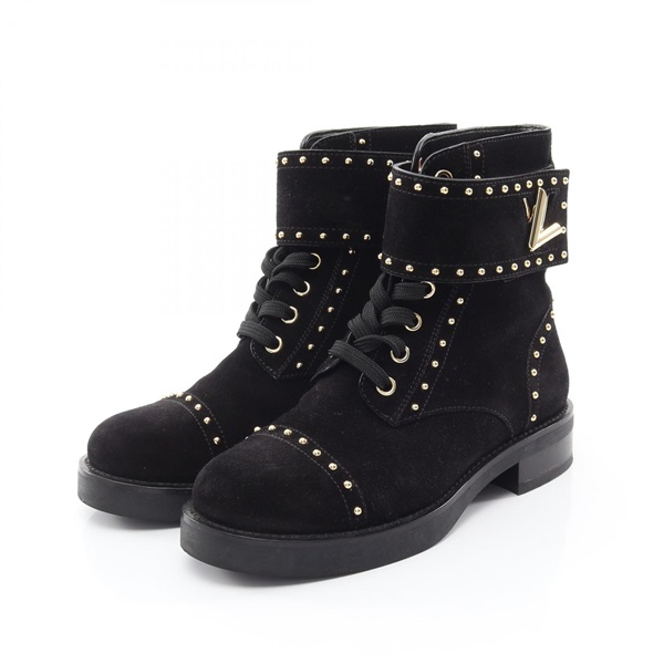 LOUIS VUITTON Wonderland line Short Boots Shoes 1A4G12 Suede Black Used Women LV