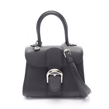 Delvaux Brillant Mini Shoulder Crossbody Handbag leather Black SHW Used Women