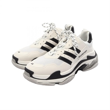 BALENCIAGA adidas TRIPLE S Sneakers Shoes #44 leather Fabric White Black mens