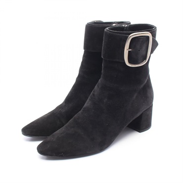 SAINT LAURENT PARIS short boots 532031 Suede Black Used Women #36 1/2