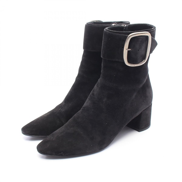SAINT LAURENT PARIS short boots 532031 Suede Black Used Women #36 1/2