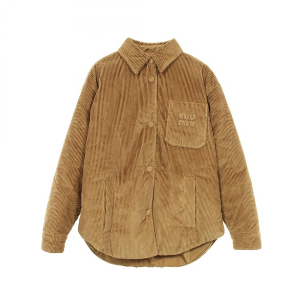 Miu Miu Corduroy Logo Down jacket Coat #38 ML855 cotton Brown preowned Women