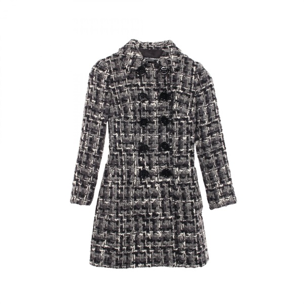 DOLCE GABBANA Double-breasted Checked Tweed Coat Jacket #36 wool Gray Used