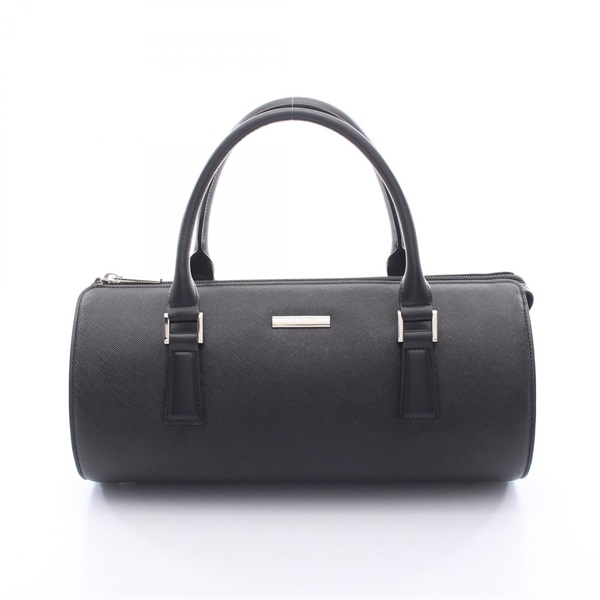 BURBERRY Barrel Cylinder Handbag leather Black Used Women