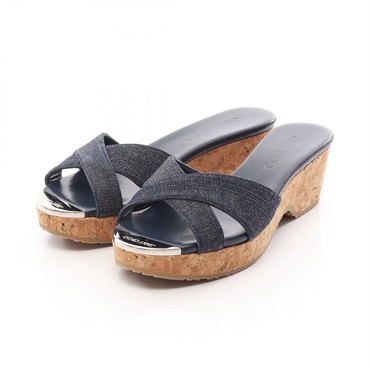 JIMMY CHOO PANNA Sandals Shoes #36 denim Navy Preowned Women
