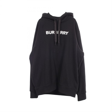 BURBERRY Print logo Hoodie Sweatshirt cotton Black Used Women size L