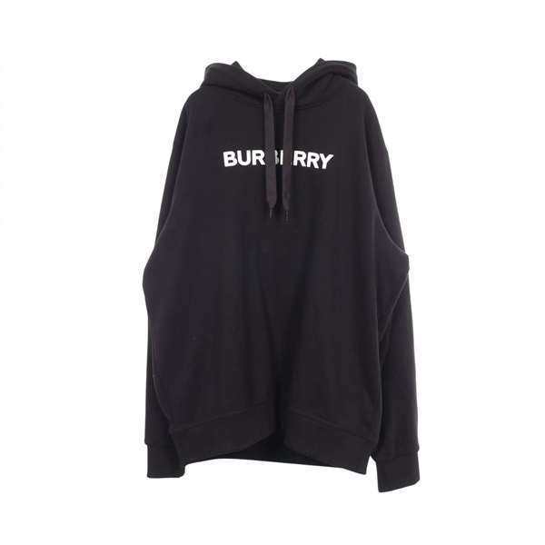 BURBERRY Print logo Hoodie Sweatshirt cotton Black Used Women size L