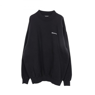 BALENCIAGA Logo embroidery Sweatshirt Long sleeves cotton Navy Used unisex #L