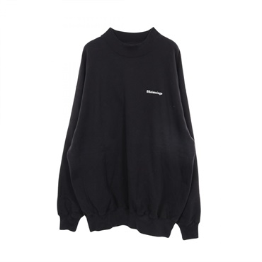 BALENCIAGA Logo embroidery Sweatshirt Long sleeves cotton Black Used unisex #L