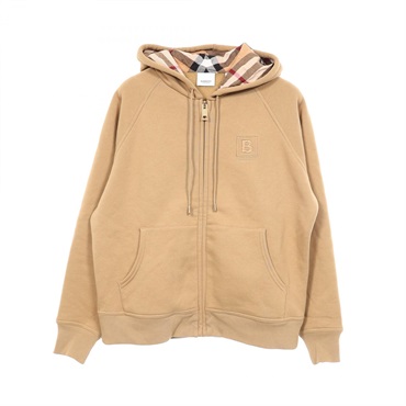 BURBERRY Logo Embroidery Hoodie Sweatshirt cotton Beige Used Women size L
