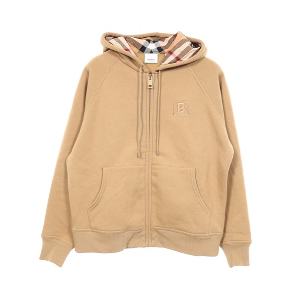 BURBERRY Logo Embroidery Hoodie Sweatshirt cotton Beige Used Women size L