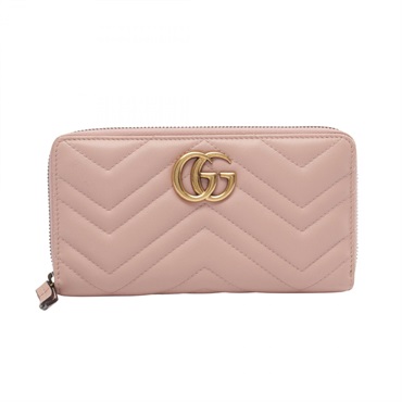 GUCCI GG Marmont Zip Around long wallet 443123 leather Pink Used Women
