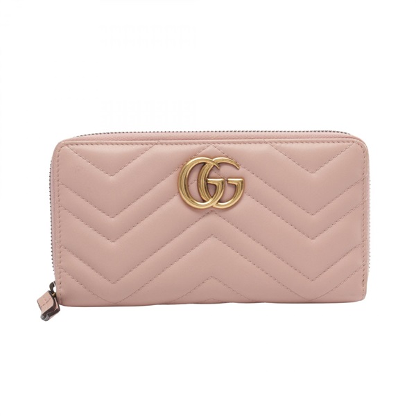 GUCCI GG Marmont Zip Around long wallet 443123 leather Pink Used Women