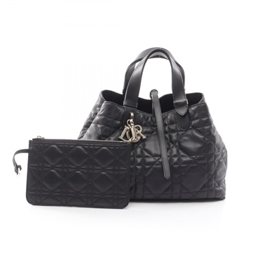 Dior Toujours Medium Macro Cannage Handbag M2821OSNW leather Black Used Women