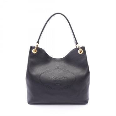 PRADA VIT.DAINO Shoulder Tote Handbag leather Black GHW Used Women