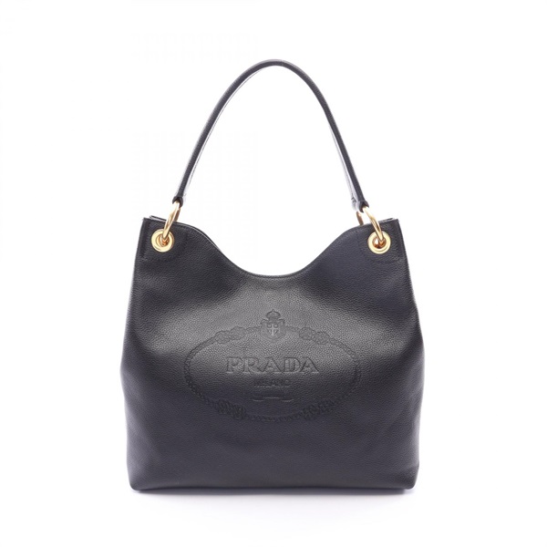 PRADA VIT.DAINO Shoulder Tote Handbag leather Black GHW Used Women
