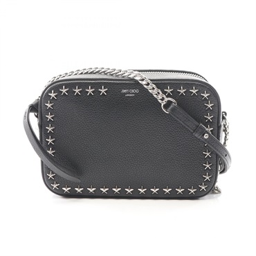 JIMMY CHOO LULLABY Crossbody Shoulder Bag leather Black Used Women