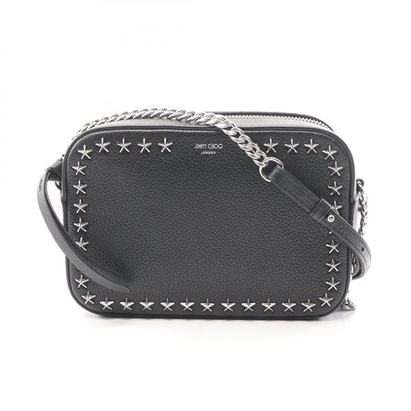 JIMMY CHOO LULLABY Crossbody Shoulder Bag leather Black Used Women