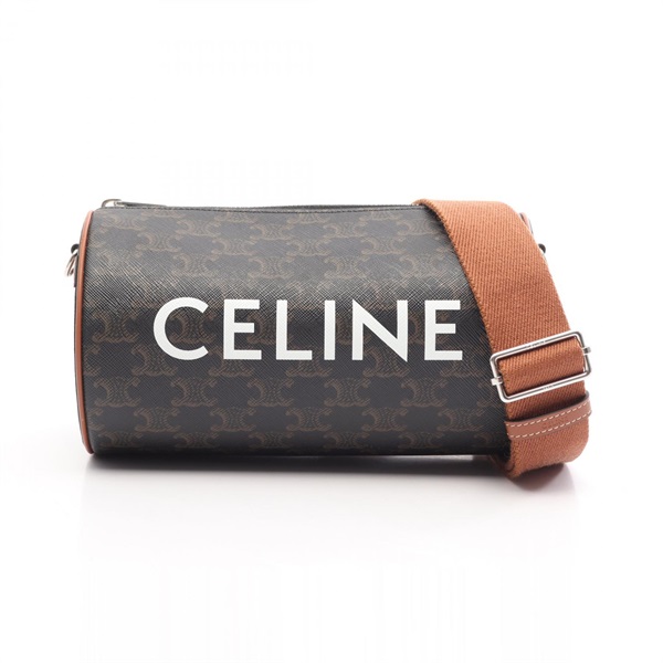 CELINE Triomphe Shoulder Crossbody Bag 110052EKK canvas leather Black Brown Used