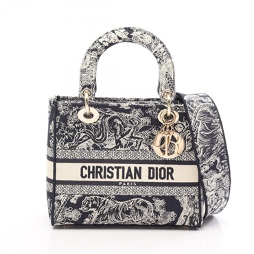 Christian Dior LADY D-LITE Medium Toile de Jouy Crossbody Handbag canvas Used