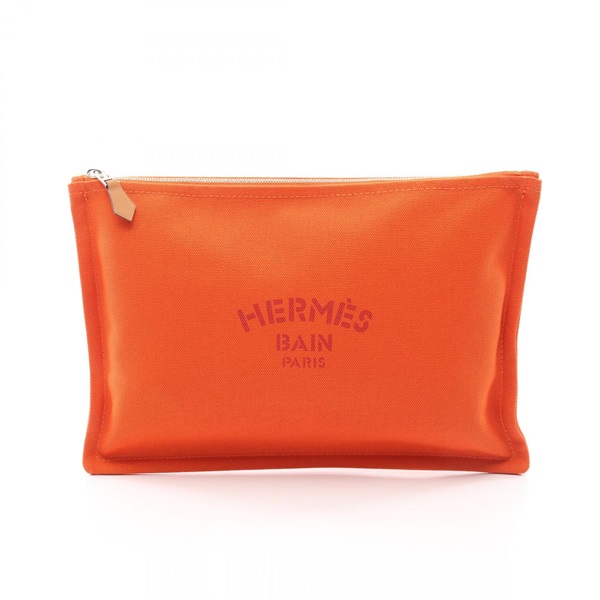 HERMES Yachting GM Orange Pouch purse canvas Used Women SHW