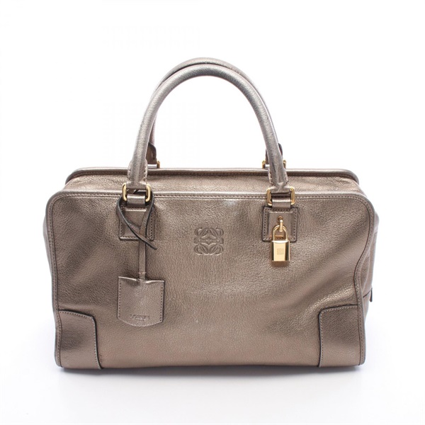 LOEWE Amazona 36 Metallic Handbag leather Gold Used Women