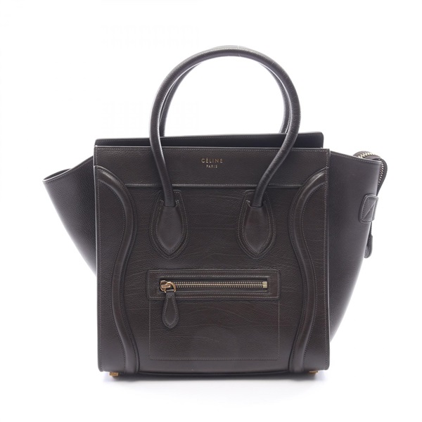 CELINE Luggage micro shopper Hand Tote Bag leather Brown Used Women