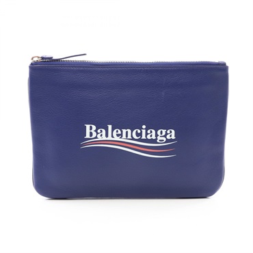 BALENCIAGA Everyday Pouch M business clutch bag 516358 leather Blue Used mens