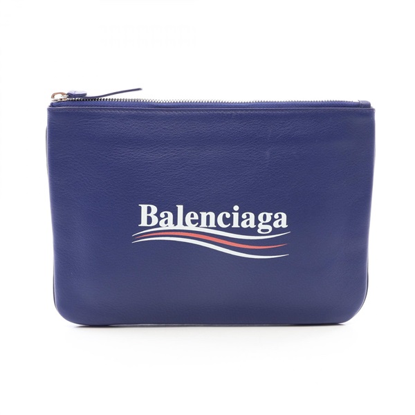 BALENCIAGA Everyday Pouch M business clutch bag 516358 leather Blue Used mens
