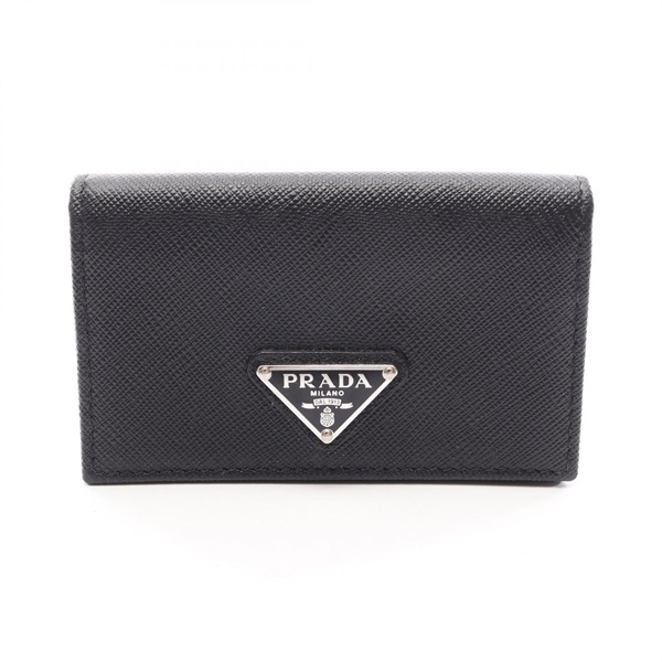 PRADA Card Case holder Saffiano leather Black Used Women
