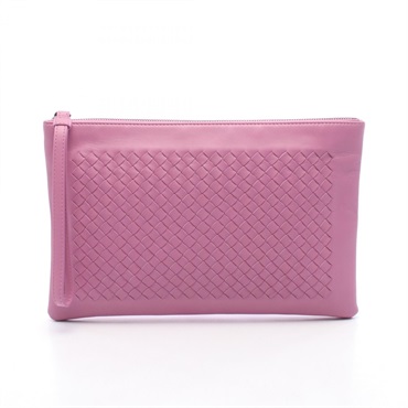 BOTTEGA VENETA Intrecciato Clutch Bag Pouch Lambskin leather Pink Used unisex