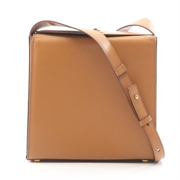 CELINE Turn lock Crossbody Shoulder Bag leather Brown Used Women